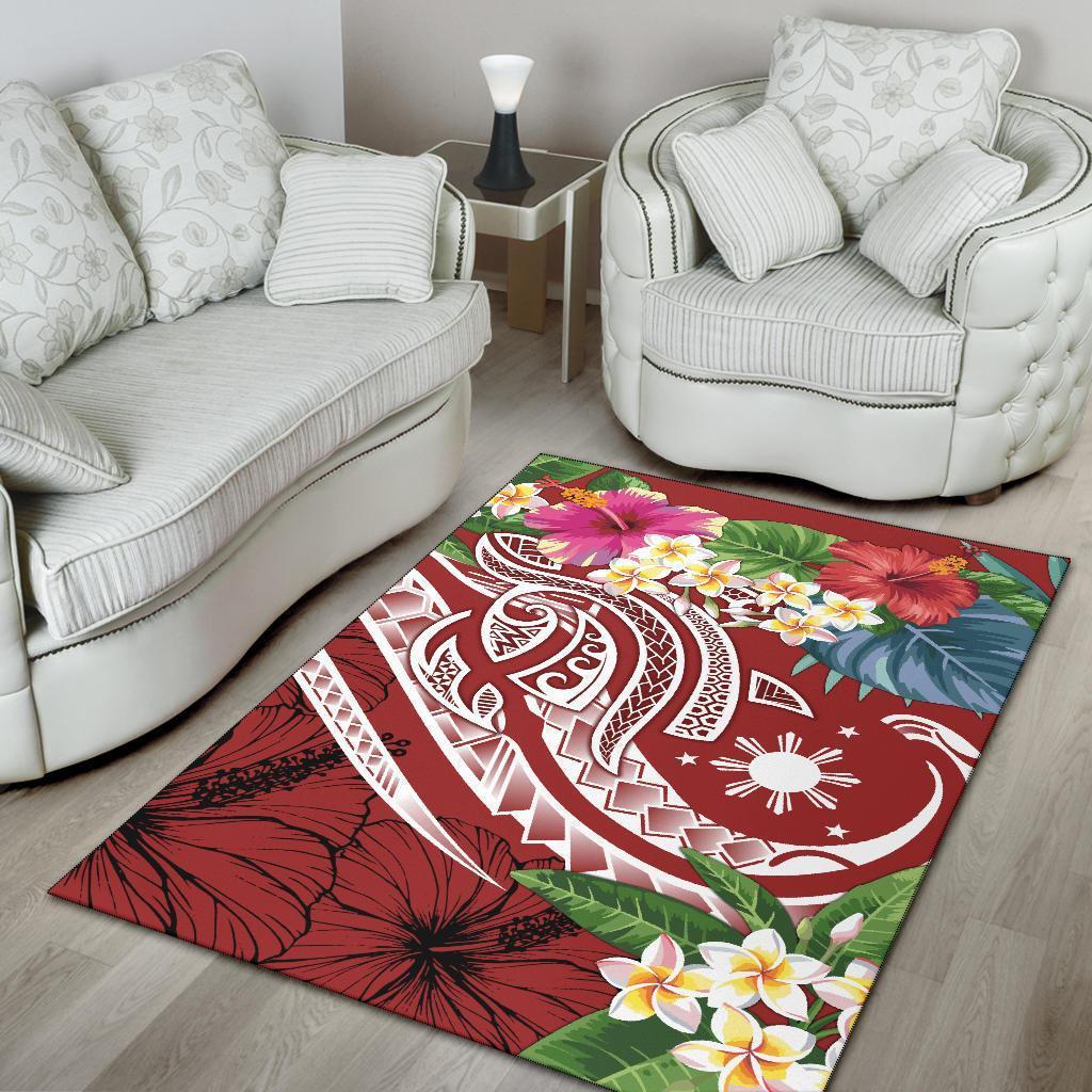 The Philippines Area Rug - Summer Plumeria (Red)