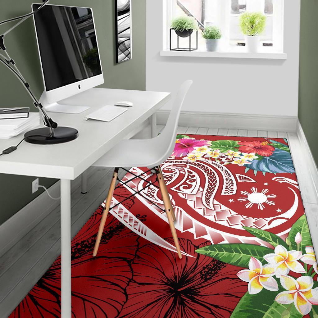The Philippines Area Rug - Summer Plumeria (Red)