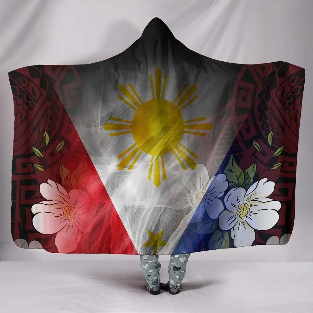 The Philippines Hooded Blanket - Filipino Flag with Islander Patterns
