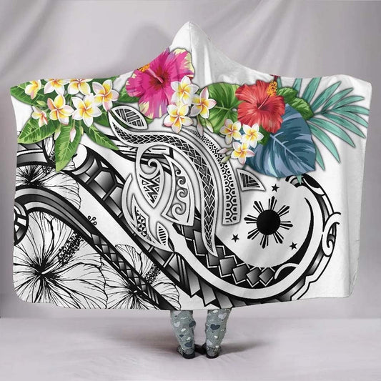 The Philippines Hooded Blanket - Summer Plumeria (White)
