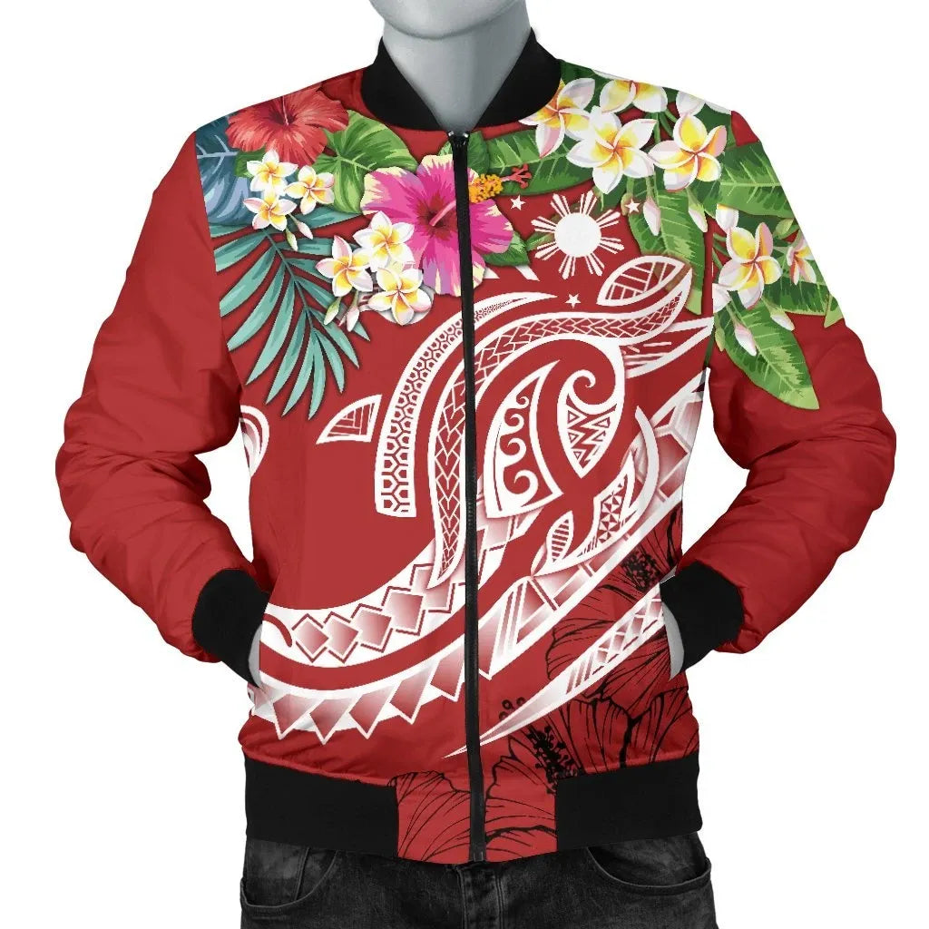 The Philippines Bomber Jacket - Summer Plumeria (Red)