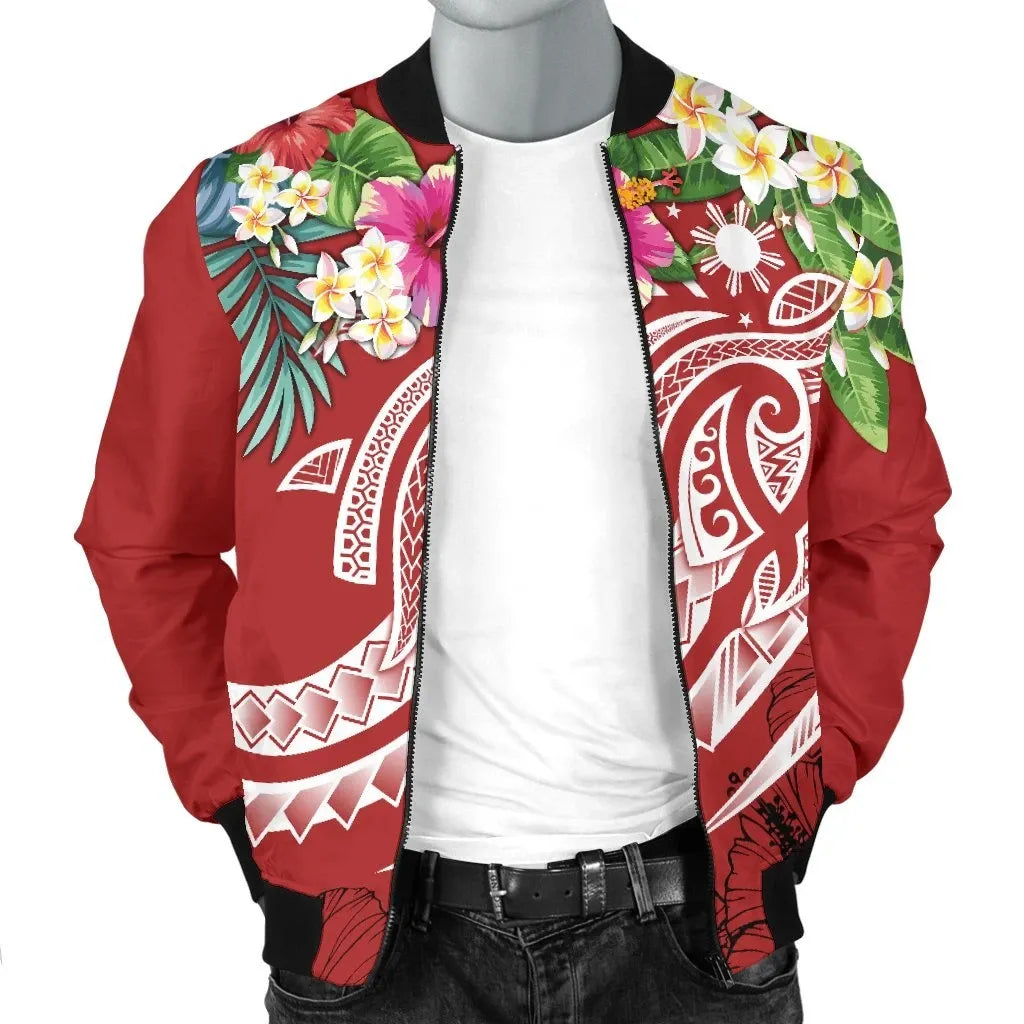 The Philippines Bomber Jacket - Summer Plumeria (Red)