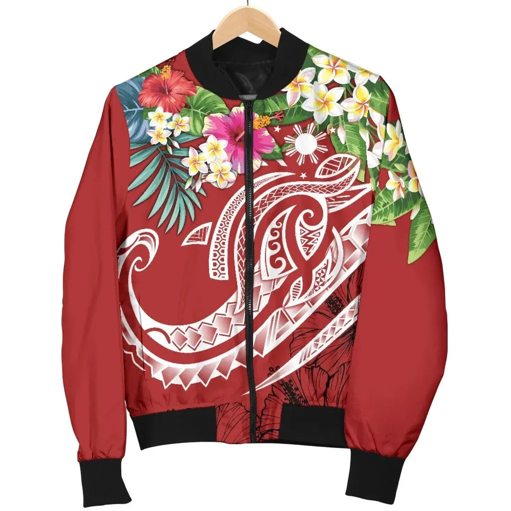 The Philippines Bomber Jacket - Summer Plumeria (Red)