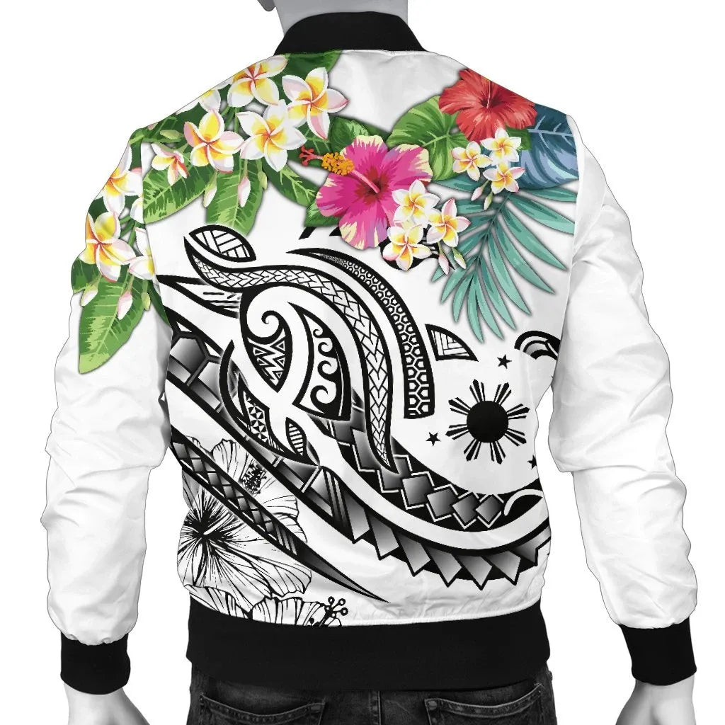 The Philippines Bomber Jacket - Summer Plumeria (White)