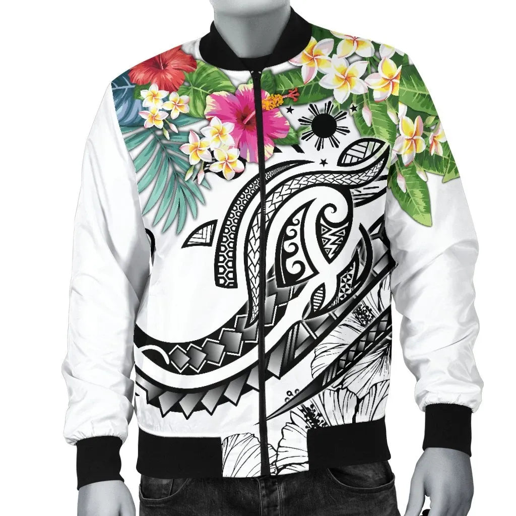 The Philippines Bomber Jacket - Summer Plumeria (White)