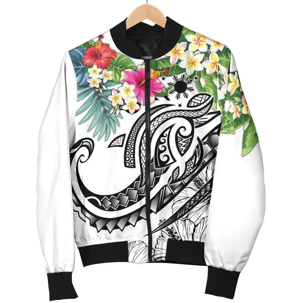The Philippines Bomber Jacket - Summer Plumeria (White)