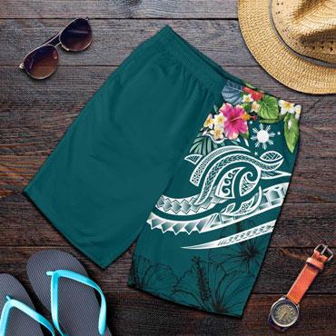 The Philippines Men Shorts - Summer Plumeria (Turquoise)