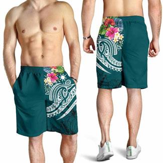 The Philippines Men Shorts - Summer Plumeria (Turquoise)