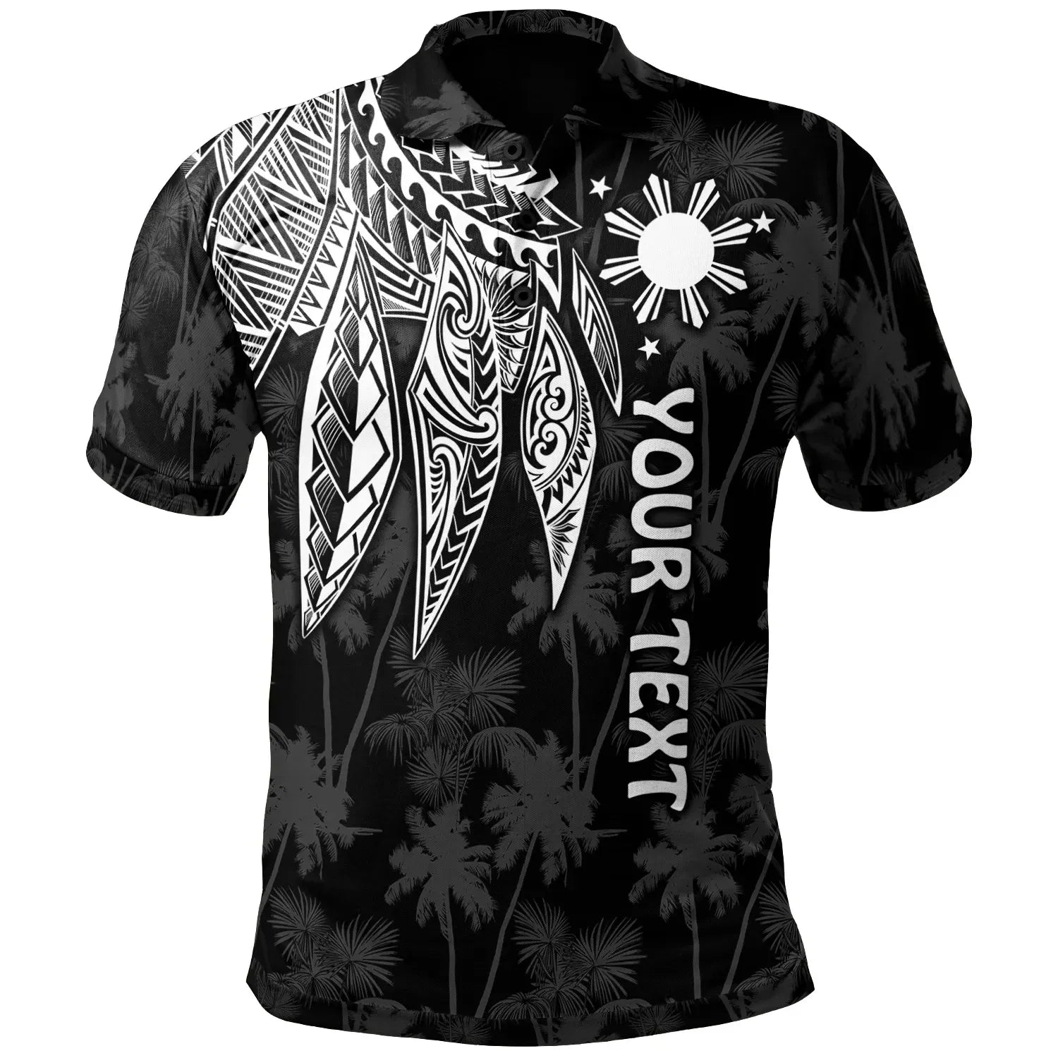 The Philippines Personalised Polo Shirt - Polynesian Wings (White)