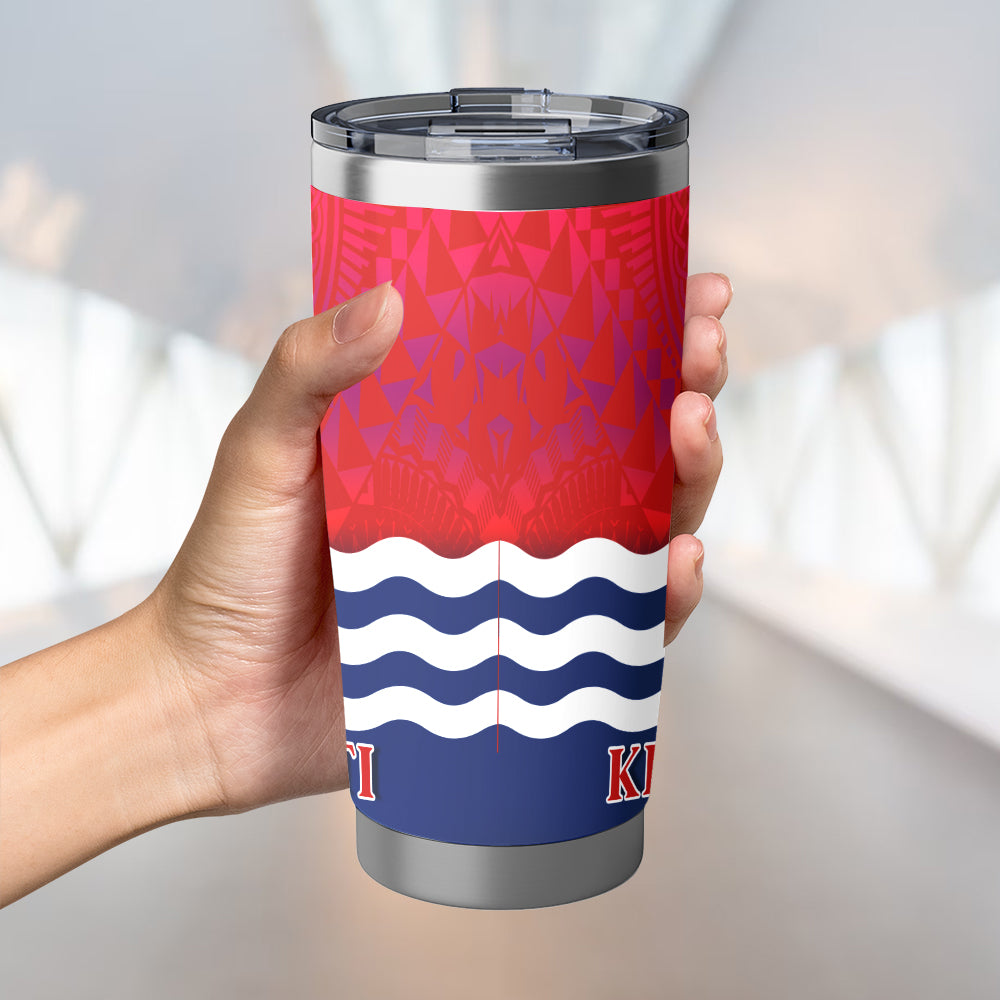 Kiribati Flag Color With Traditional Patterns Tumbler