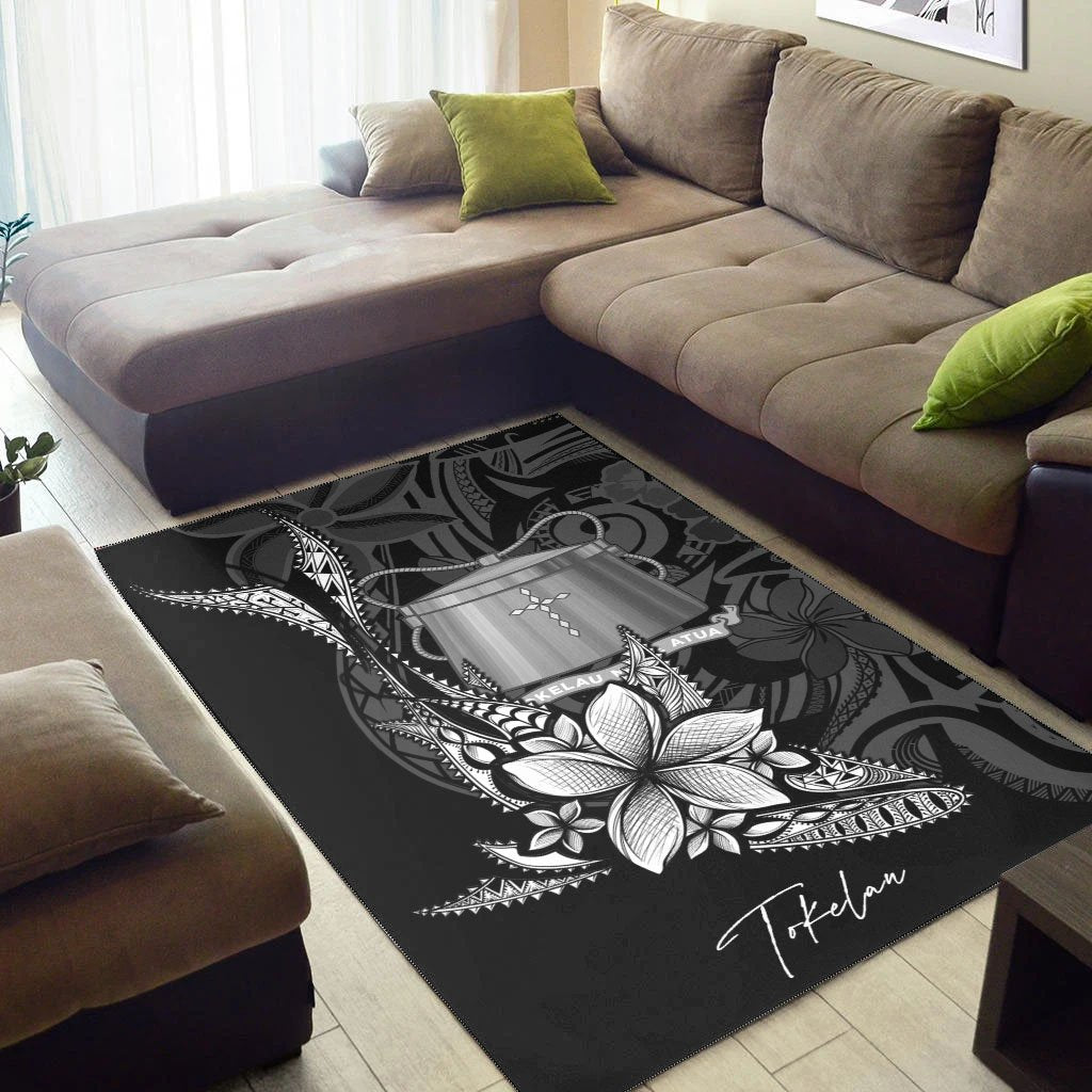 Tokelau Area Rug - Fish With Plumeria Flowers Style