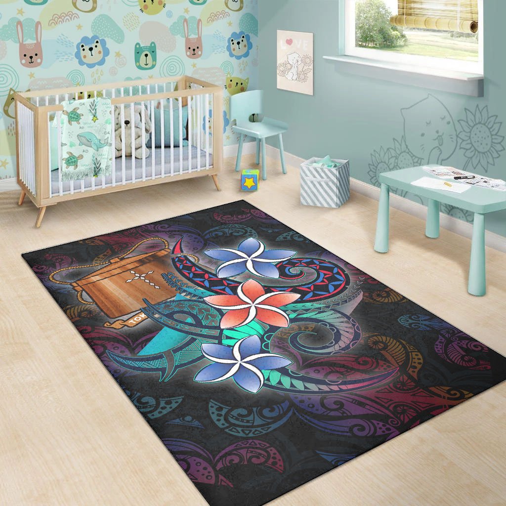 Tokelau Area Rug - Plumeria Flowers Style