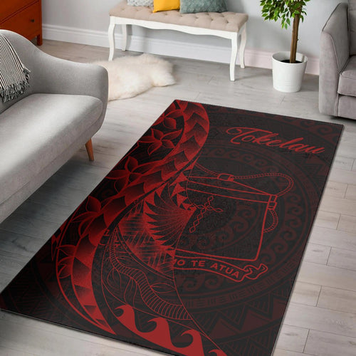 Tokelau Area Rug - Polynesian Pattern Style Red Color