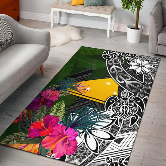 Tokelau Area Rug - Turtle Plumeria Banana Leaf