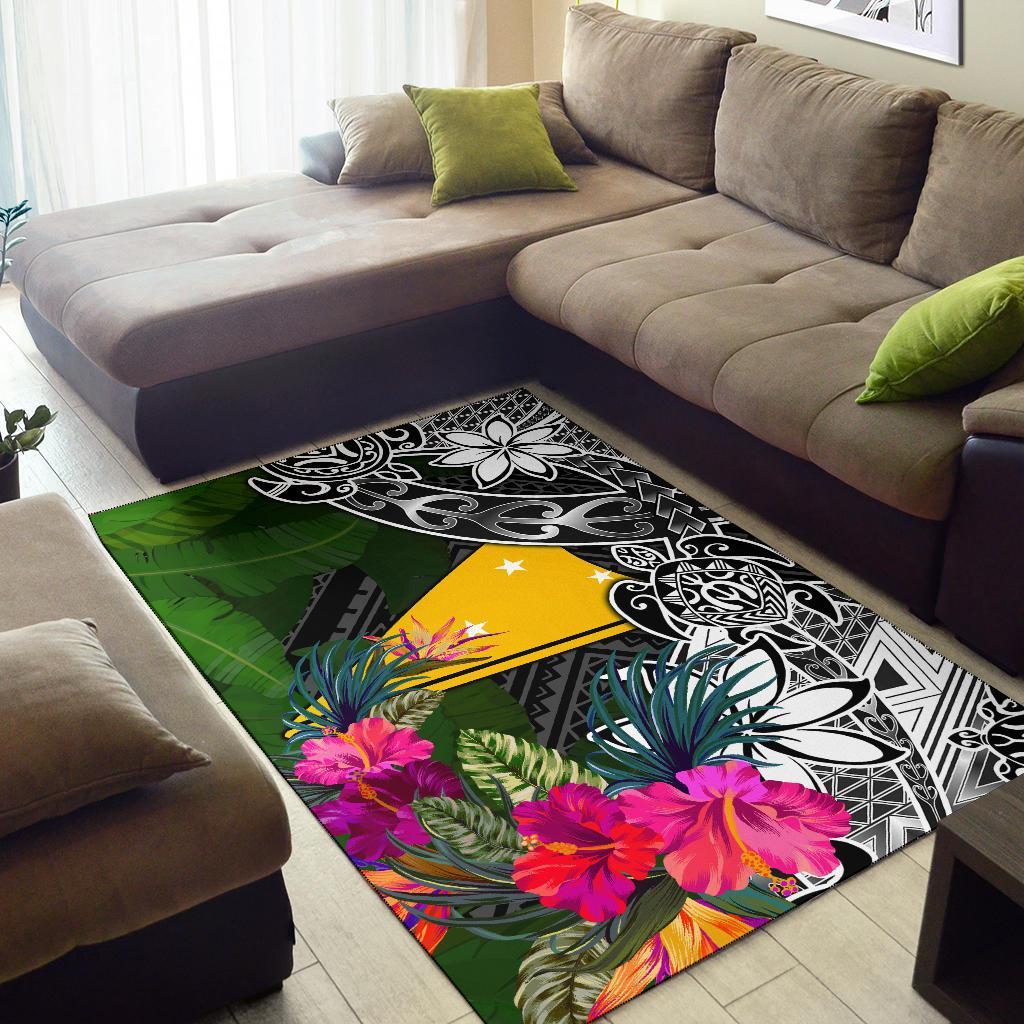 Tokelau Area Rug - Turtle Plumeria Banana Leaf