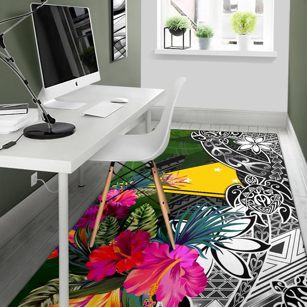 Tokelau Area Rug - Turtle Plumeria Banana Leaf