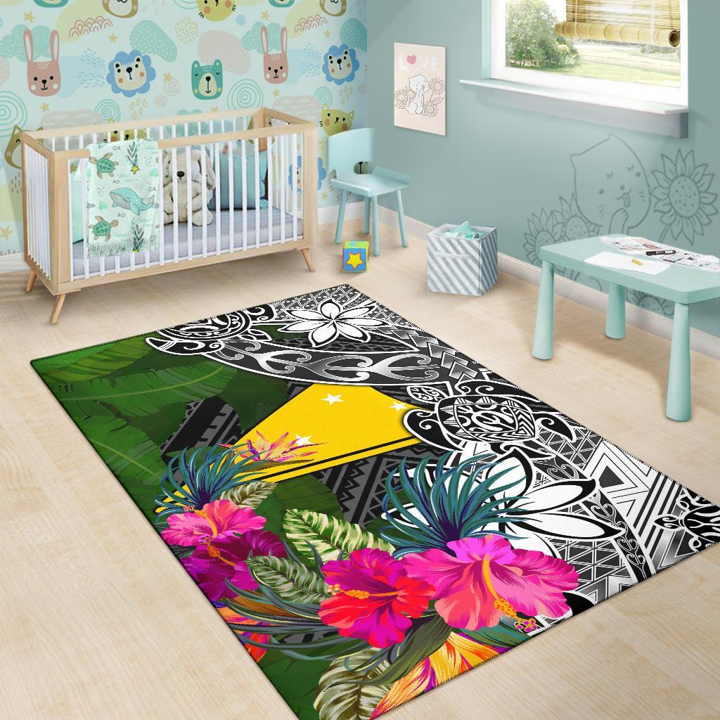 Tokelau Area Rug - Turtle Plumeria Banana Leaf