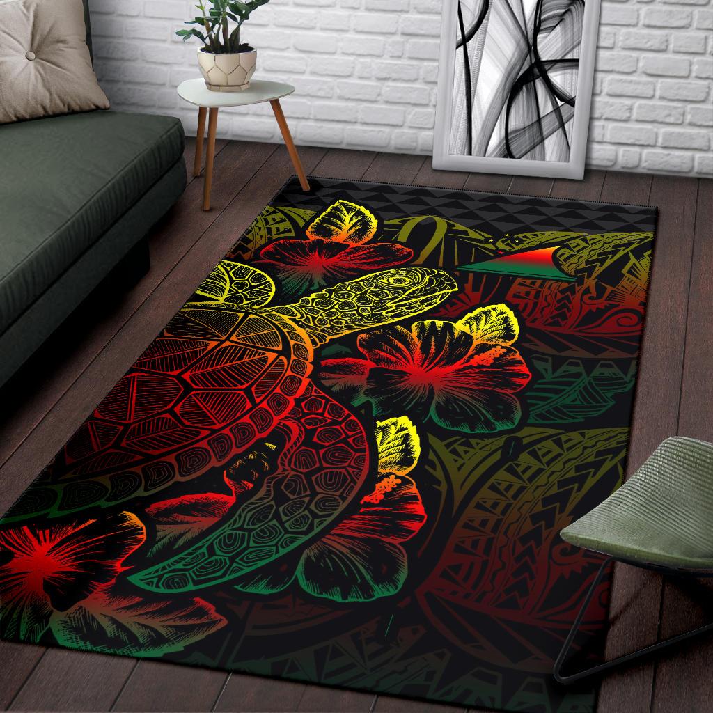 Tokelau Area Rugs Turtle Hibiscus Reggae