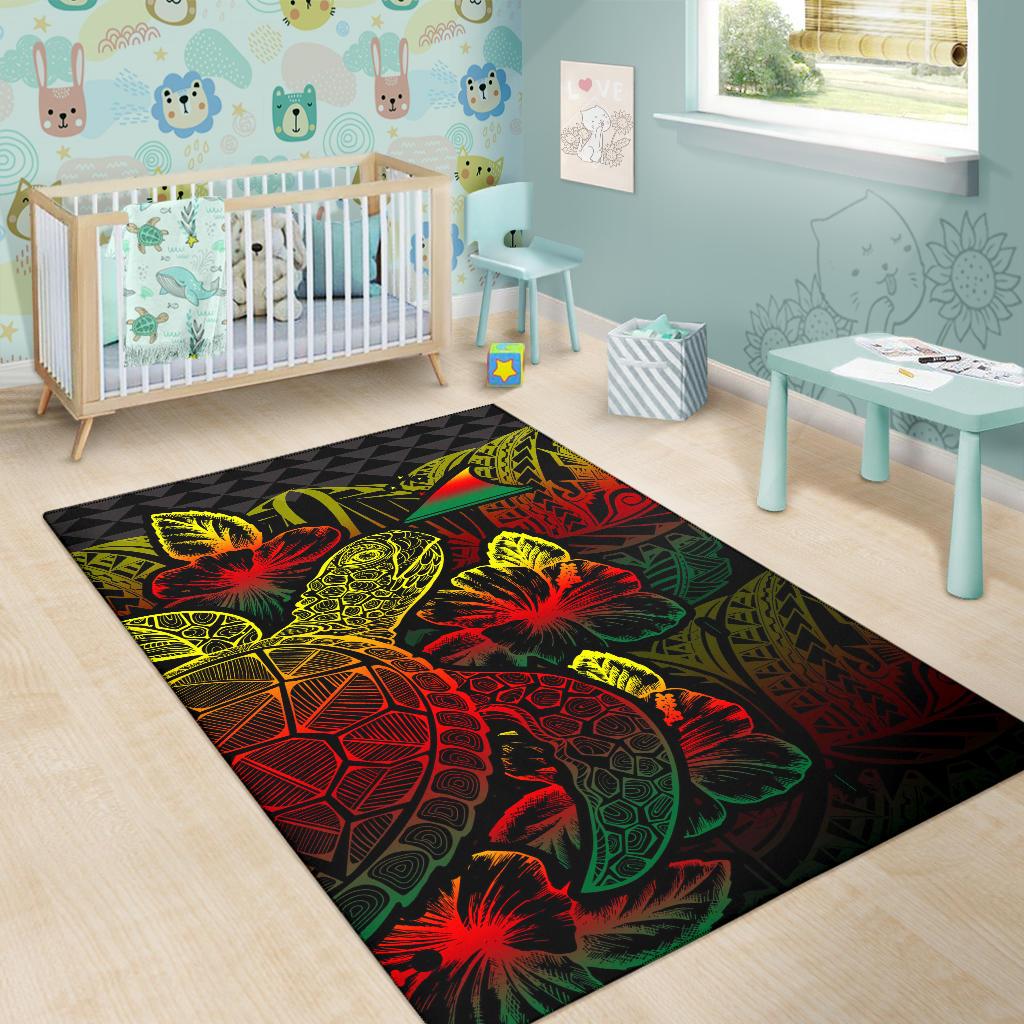Tokelau Area Rugs Turtle Hibiscus Reggae