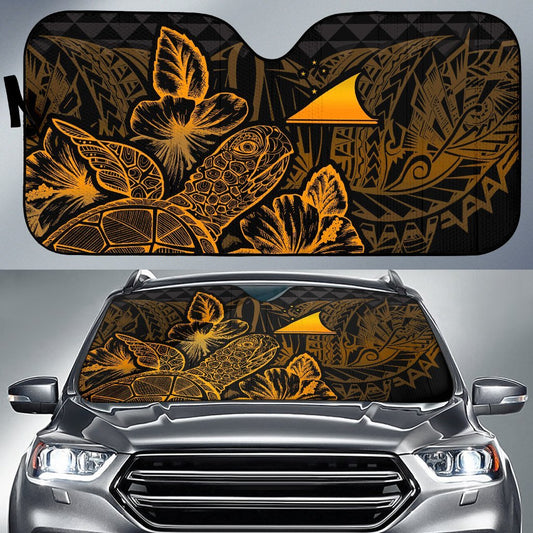 Tokelau Auto Sun Shades Turtle Hibiscus Gold