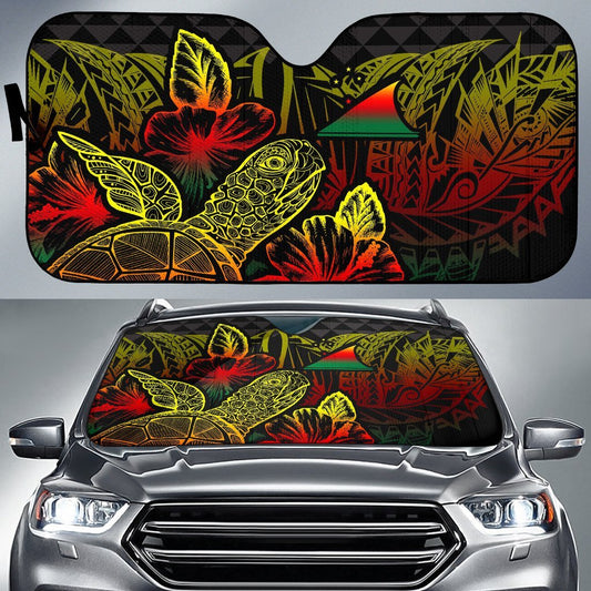 Tokelau Auto Sun Shades Turtle Hibiscus Reggae