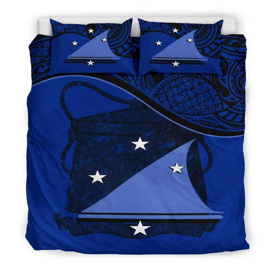 Polynesian Duvet Cover Set - Tokelau Bedding Set Dark Blue