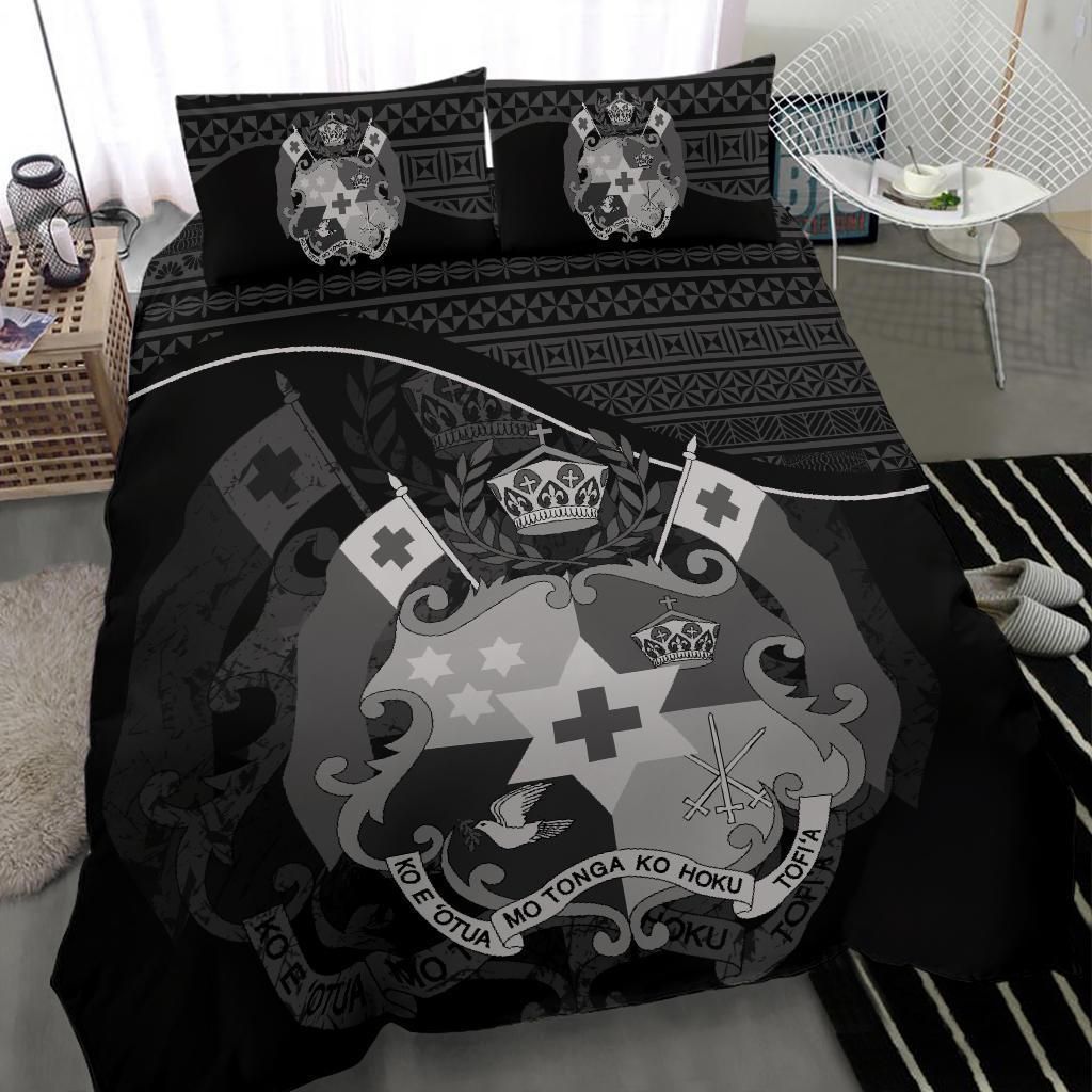 Polynesian Duvet Cover Set - Tonga Bedding Set Black