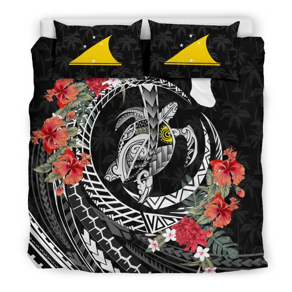 Polynesian Duvet Cover Set - Tokelau Bedding Set Polynesia Map Turtle Hibiscus