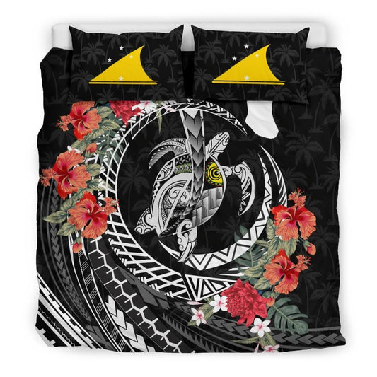 Polynesian Duvet Cover Set - Tokelau Bedding Set Polynesia Map Turtle Hibiscus