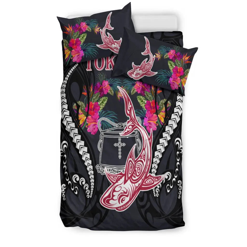 Tokelau Bedding Set - Polynesian Shark Hibiscus Flower
