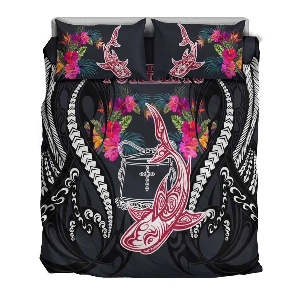 Tokelau Bedding Set - Polynesian Shark Hibiscus Flower
