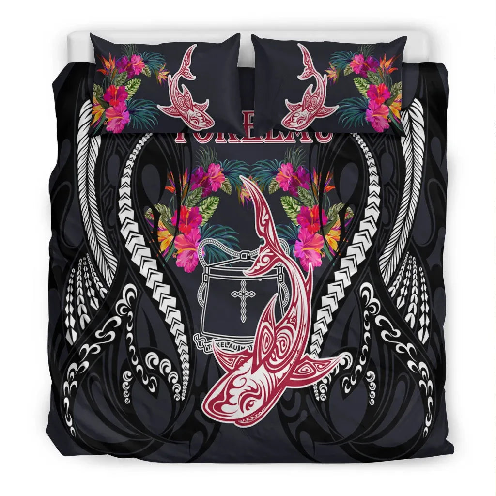 Tokelau Bedding Set - Polynesian Shark Hibiscus Flower