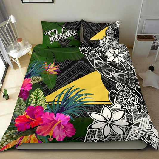 Tokelau Bedding Set - Turtle Plumeria Banana Leaf