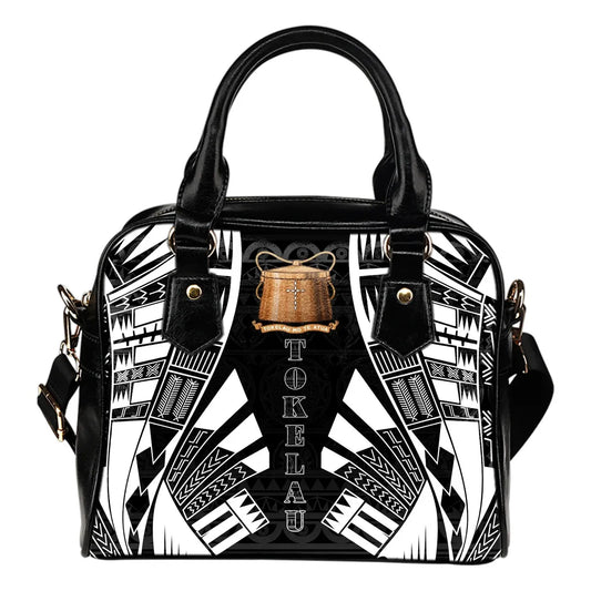 Tokelau Shoulder Handbag - Polynesian Tattoo Black