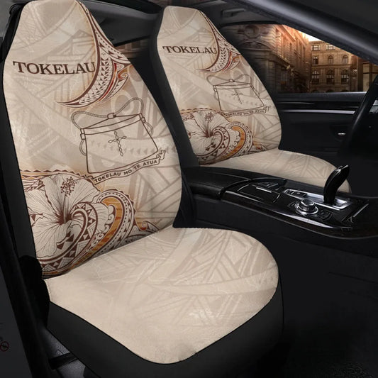Tokelau Car Seat Cover - Hibiscus Flowers Vintage Style