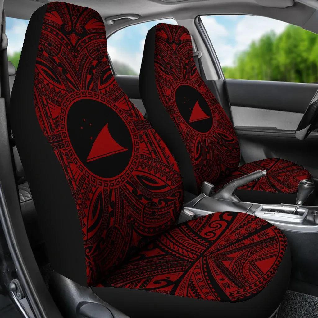 Tokelau Car Seat Cover - Tokelau Coat Of Arms Polynesian Red Black