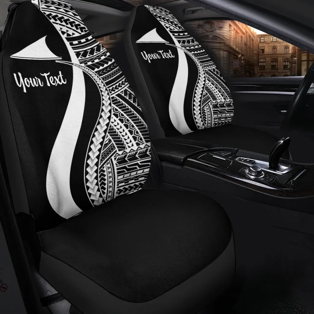 Tokelau Custom Personalised Car Seat Covers - White Polynesian Tentacle Tribal Pattern
