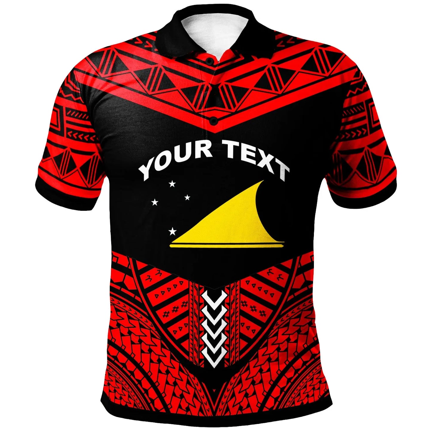 Tokelau Custom Personalised Polo Shirt - Tribal Pattern Cool Style Red Color