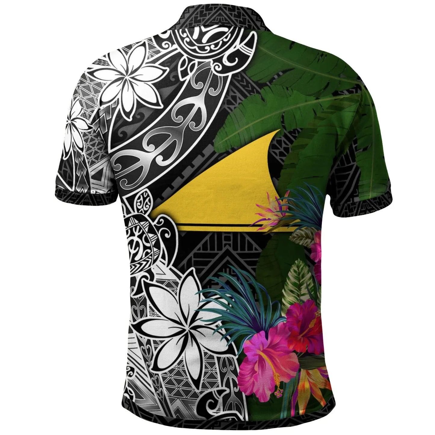 Tokelau Custom Personalised Polo Shirt - Turtle Plumeria Banana Leaf