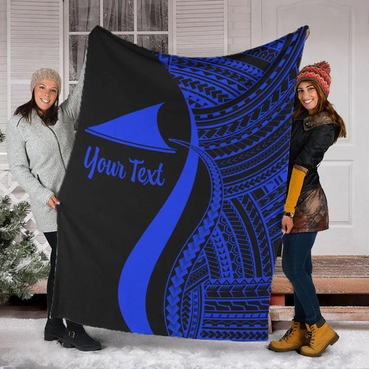 Tokelau Custom Personalised Premium Blanket - Blue Polynesian Tentacle Tribal Pattern