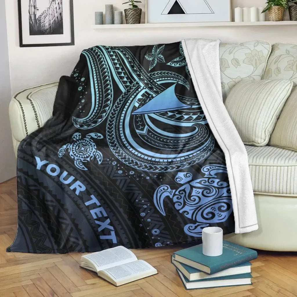 Tokelau Custom Personalised Premium Blanket- Blue Turtle