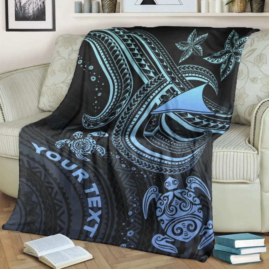 Tokelau Custom Personalised Premium Blanket- Blue Turtle