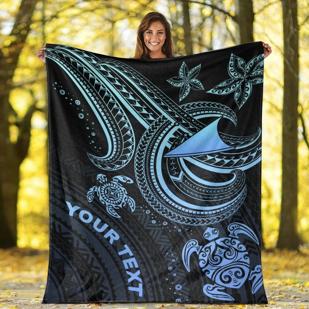 Tokelau Custom Personalised Premium Blanket- Blue Turtle