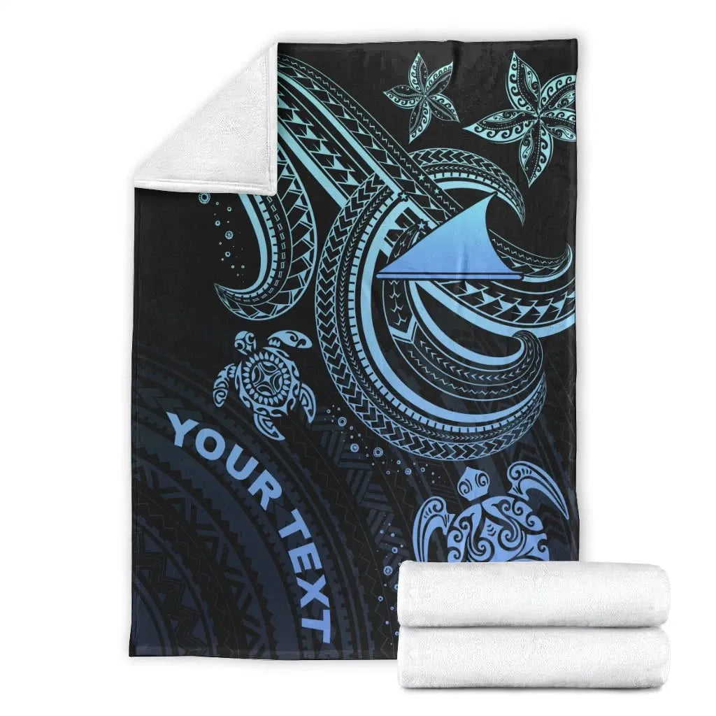 Tokelau Custom Personalised Premium Blanket- Blue Turtle