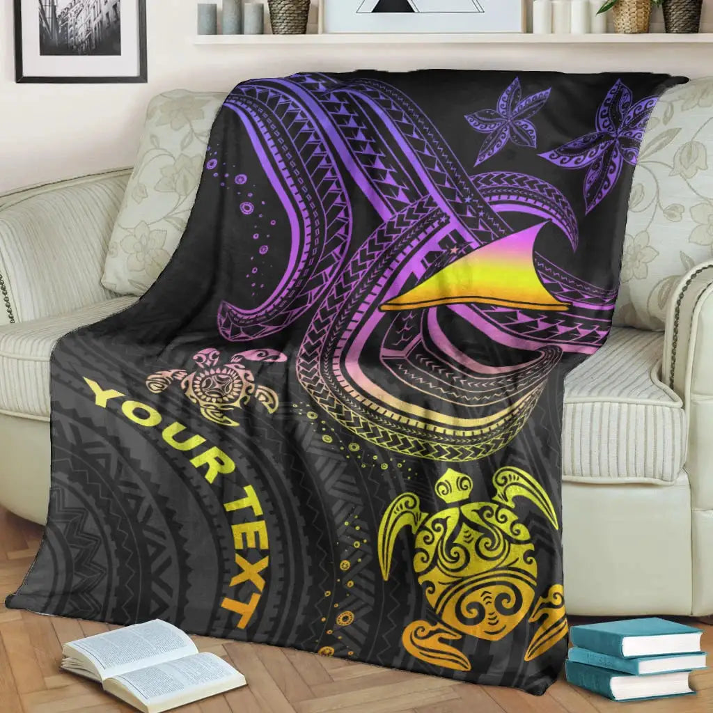 Tokelau Custom Personalised Premium Blanket- Pink Turtle