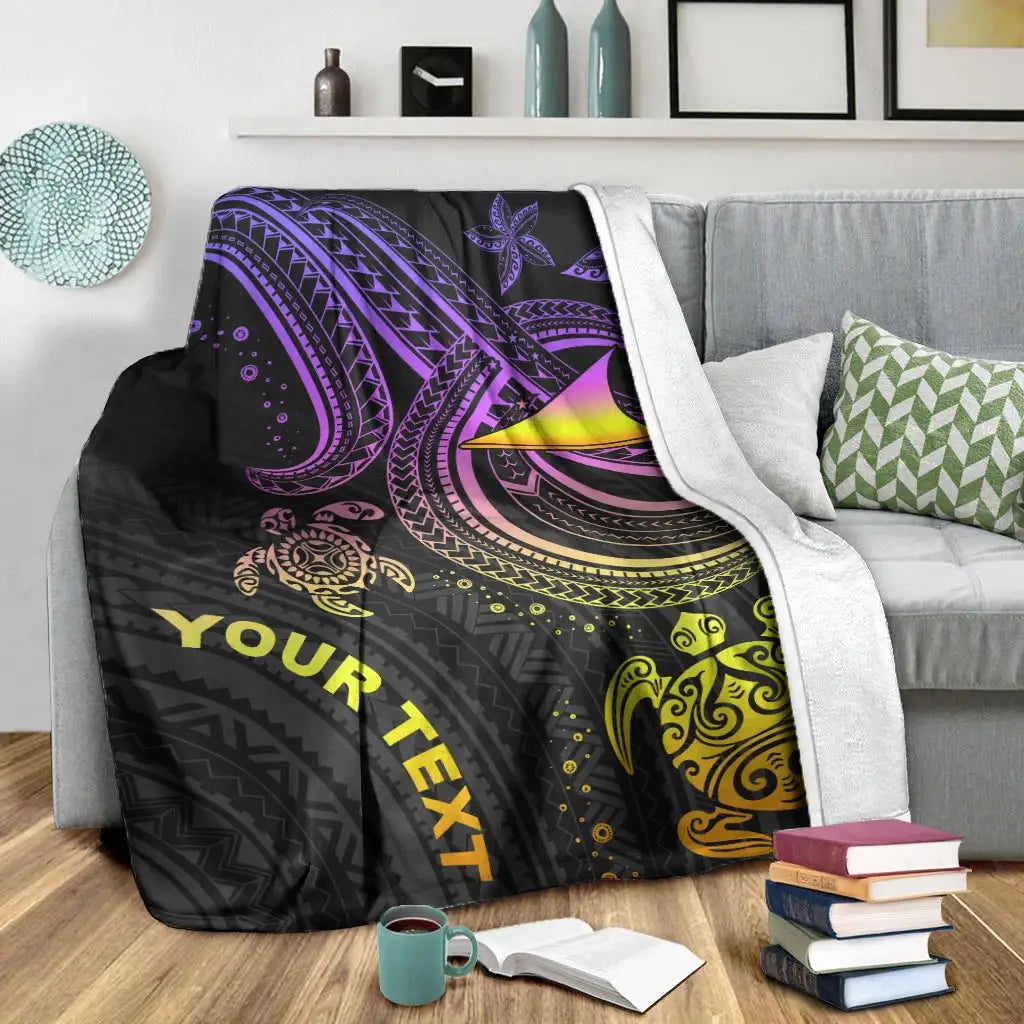 Tokelau Custom Personalised Premium Blanket- Pink Turtle
