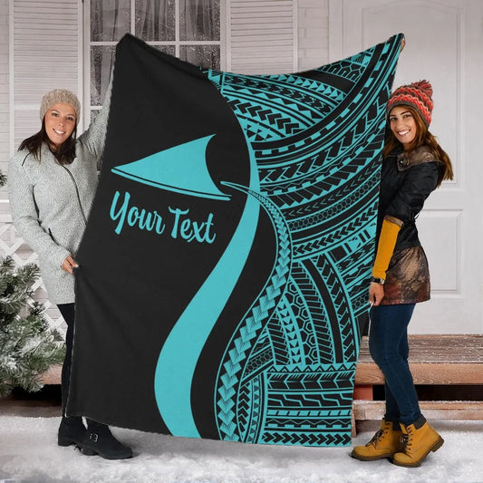 Tokelau Custom Personalised Premium Blanket - Turquoise Polynesian Tentacle Tribal Pattern