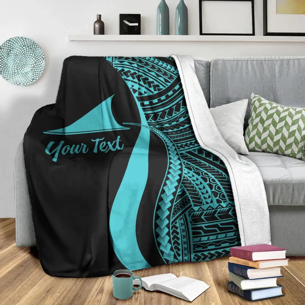 Tokelau Custom Personalised Premium Blanket - Turquoise Polynesian Tentacle Tribal Pattern