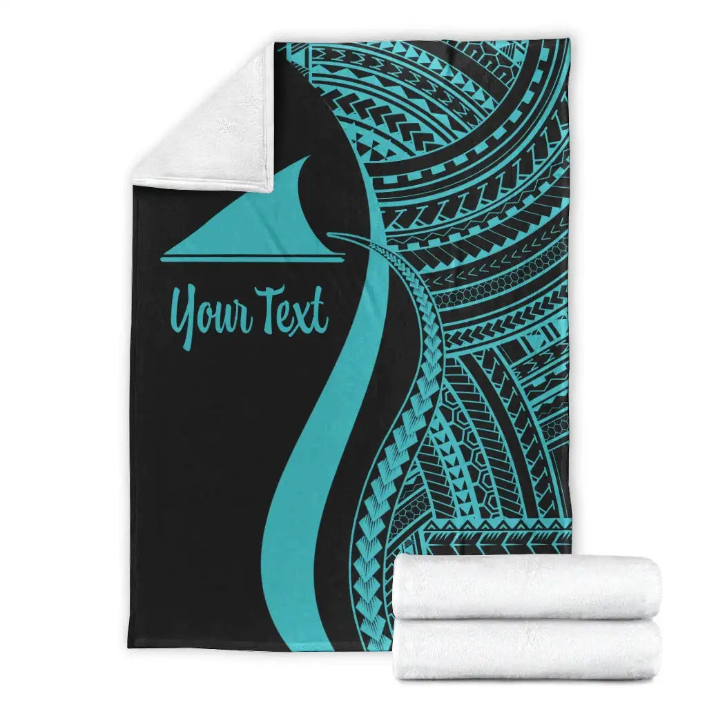 Tokelau Custom Personalised Premium Blanket - Turquoise Polynesian Tentacle Tribal Pattern