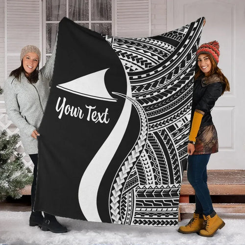 Tokelau Custom Personalised Premium Blanket - White Polynesian Tentacle Tribal Pattern